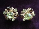 Antique Rhinestone Earrings Clear/Amber