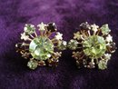Antique Rhinestone Earrings Clear/Amber