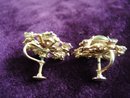 Antique Rhinestone Earrings Clear/Amber