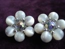 Antique Earrings Faux Moonstone