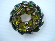 Rhinestone Brooch Emerald Green