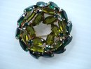 Rhinestone Brooch Emerald Green