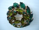 Rhinestone Brooch Emerald Green