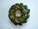 Rhinestone Brooch Emerald Green