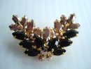 Rhinestone Brooch Black and Gold Stones