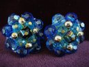 Clip Earrings Blue Crystal