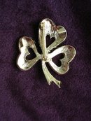 3 Leaf Clover Brooch Tiny Rhinestones