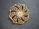 Filigree Brooch Vintage Gold Tone