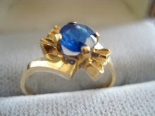 Great Antique Gold Ring Blue Sapphire Color Stone