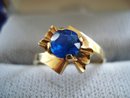 Great Antique Gold Ring Blue Sapphire Color Stone