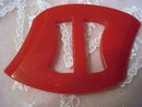 CHERRY RED DECO BAKELITE BELT BUCKLE