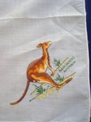 Marvelous Vintage Hanky Hand Embroidery Kangaroo Australia