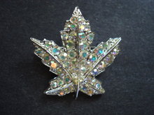 Antique Brooch Jewelled Leaf