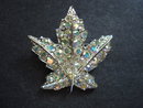Antique Brooch Jewelled Leaf
