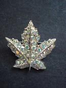 Antique Brooch Jewelled Leaf