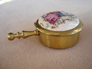 Portable Purse Ashtray Brass/Porcelain