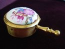 Portable Purse Ashtray Brass/Porcelain