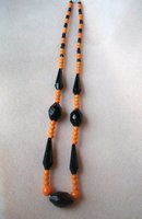 Black Bead Coral Necklace 14k