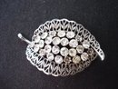 Silver Tone Brooch Crystal Rhinestones