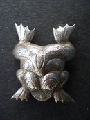 Silver Toad Frog Brooch