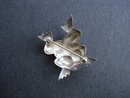 Silver Toad Frog Brooch