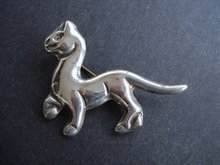 Silver Cat Brooch