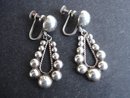Elegant Silver tone Drop Earrings Screw Back