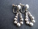 Elegant Silver tone Drop Earrings Screw Back