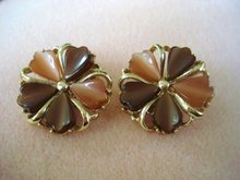 Marvelous Thermoset Clip Earrings Pretty Flowers