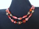 Art Glass Bead Necklace Celluloid Glass Metal