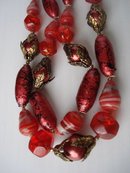 Art Glass Bead Necklace Celluloid Glass Metal