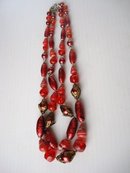 Art Glass Bead Necklace Celluloid Glass Metal