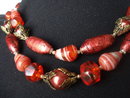 Art Glass Bead Necklace Celluloid Glass Metal