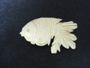 Amazingly Detailed Ivory Brooch Hand Carved Angel Fish