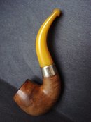 Antique Pipe Real Amber Silver Wood in Case