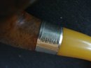 Antique Pipe Real Amber Silver Wood in Case