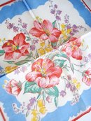 Antique Handkerchief Hanky Roses and Daisies