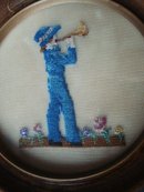 Petit Point Picture Boy with Trumpet
