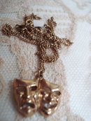 Wonderful Vintage Gold Pendant and Chain Theatre Masks