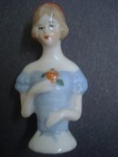 Lovely Antique Pincushion Half Doll Hand Painted