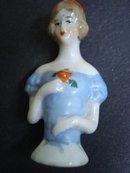 Lovely Antique Pincushion Half Doll Hand Painted