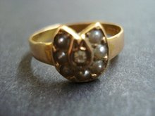 Victorian Ring 15k Gold Diamond and Pearls