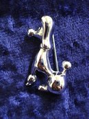Silvertone Poodle Brooch Fancy Poodle Dog