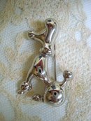 Silvertone Poodle Brooch Fancy Poodle Dog