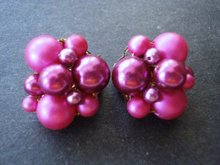 Gorgeous Vintage Earrings Pearly Magenta Color