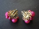 Gorgeous Vintage Earrings Pearly Magenta Color