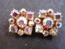 Iridescent Diamante Earrings Clip on