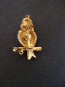 Antique Owl Brooch Colourful Wise Owl