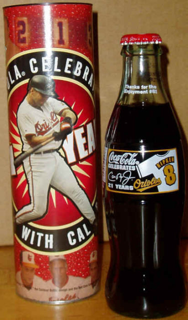 2001 Coca-Cola Cal Ripken Celebrates 21 Years Commemorative Bottle in Canister