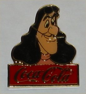 Coca Cola Walt Disney World Captain Hook Pin - 1986